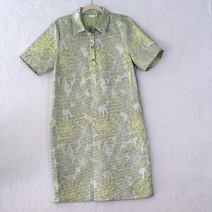 Numph Women's Houndstooth Green Artist Floral Dress Size‎ S